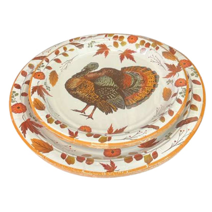 Thanksgiving with Turkey Image Themed 9" Disposable Paper Plates-8CT Paper Plates OnlyOneStopShop