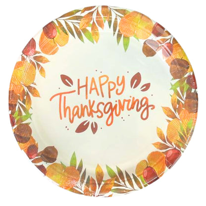 Happy Thanksgiving” Fall-Themed 9" Disposable Paper Plates-8CT Paper Plates OnlyOneStopShop