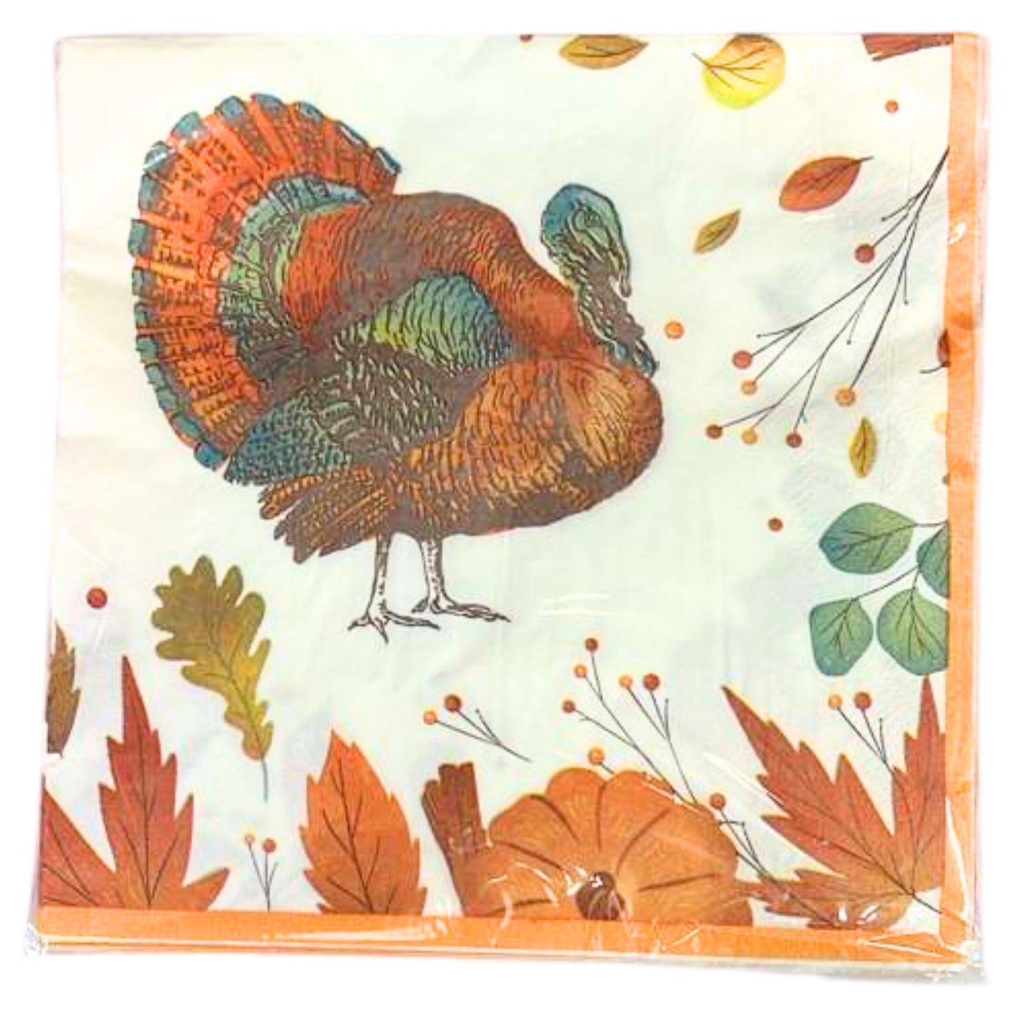 Thanksgiving with Turkey Image Themed 13" x 13" Paper Napkins: 16Ct Paper Napkins OnlyOneStopShop