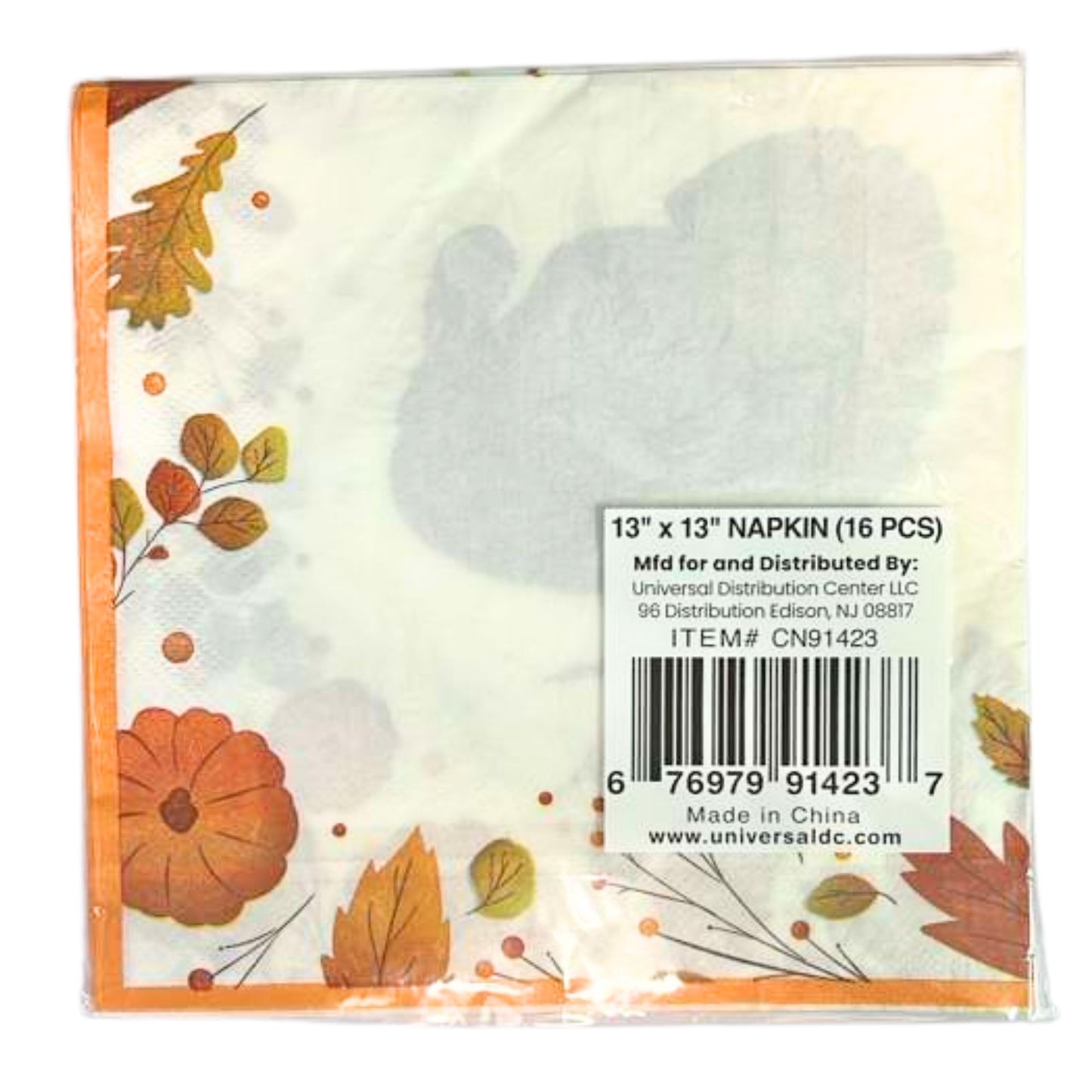 Thanksgiving with Turkey Image Themed 13" x 13" Paper Napkins: 16Ct Paper Napkins OnlyOneStopShop