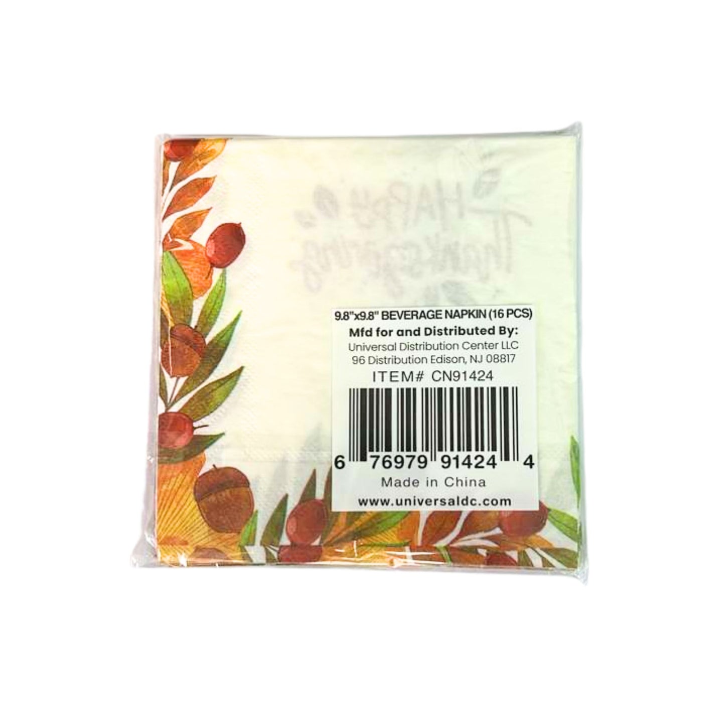 Happy Thanksgiving” Fall-Themed 9.8" x 9.8" Paper Napkins-16Pcs Paper Napkins OnlyOneStopShop