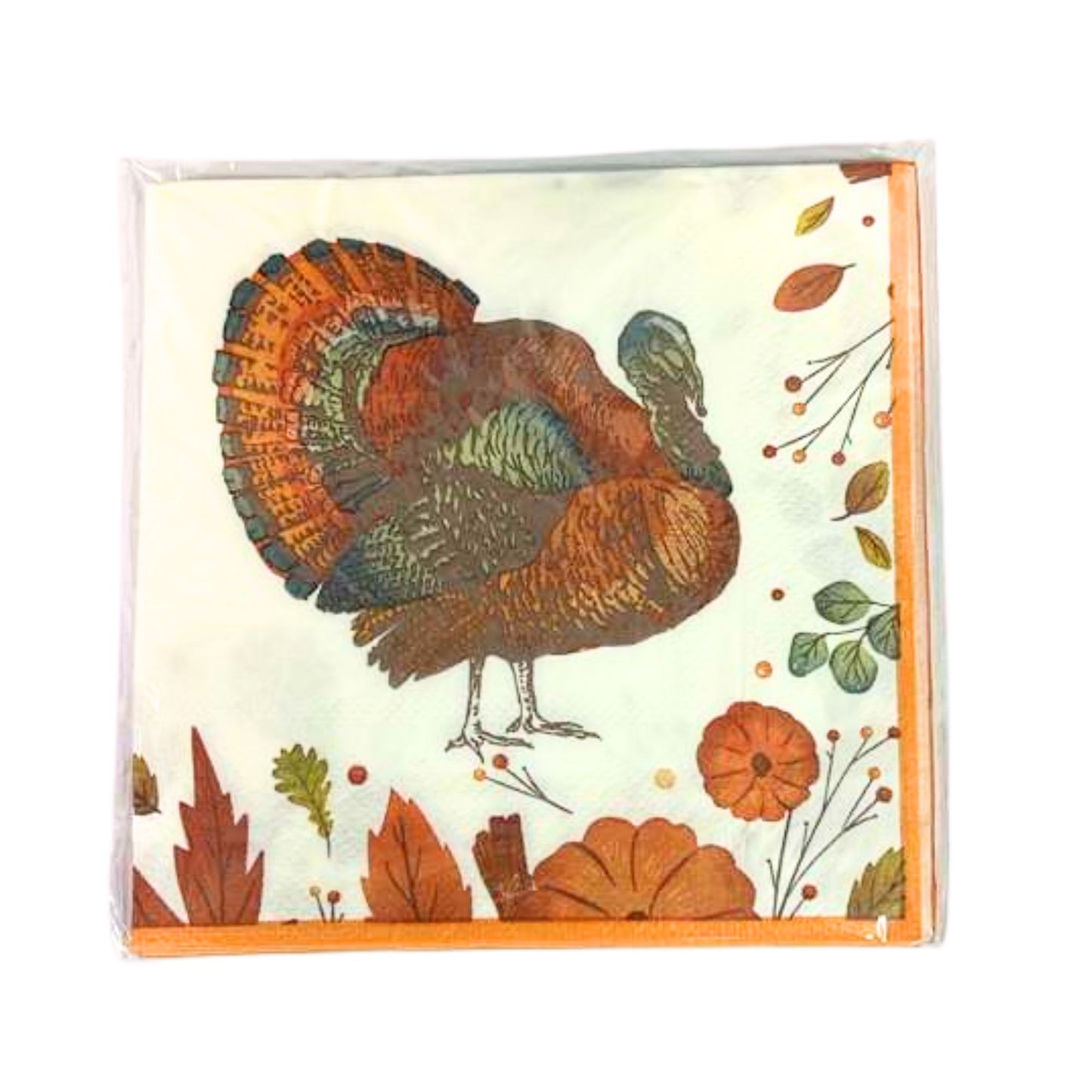 Thanksgiving with Turkey Image Themed 9.8" X 9.8" Paper Napkins: 16Ct Paper Napkins OnlyOneStopShop