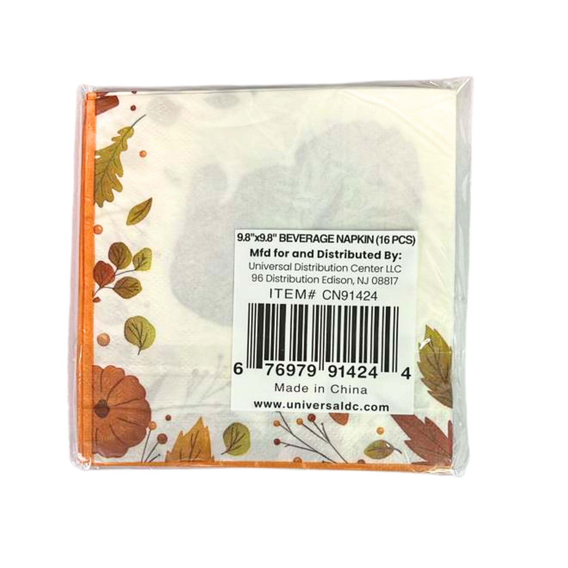Thanksgiving with Turkey Image Themed 9.8" X 9.8" Paper Napkins: 16Ct Paper Napkins OnlyOneStopShop
