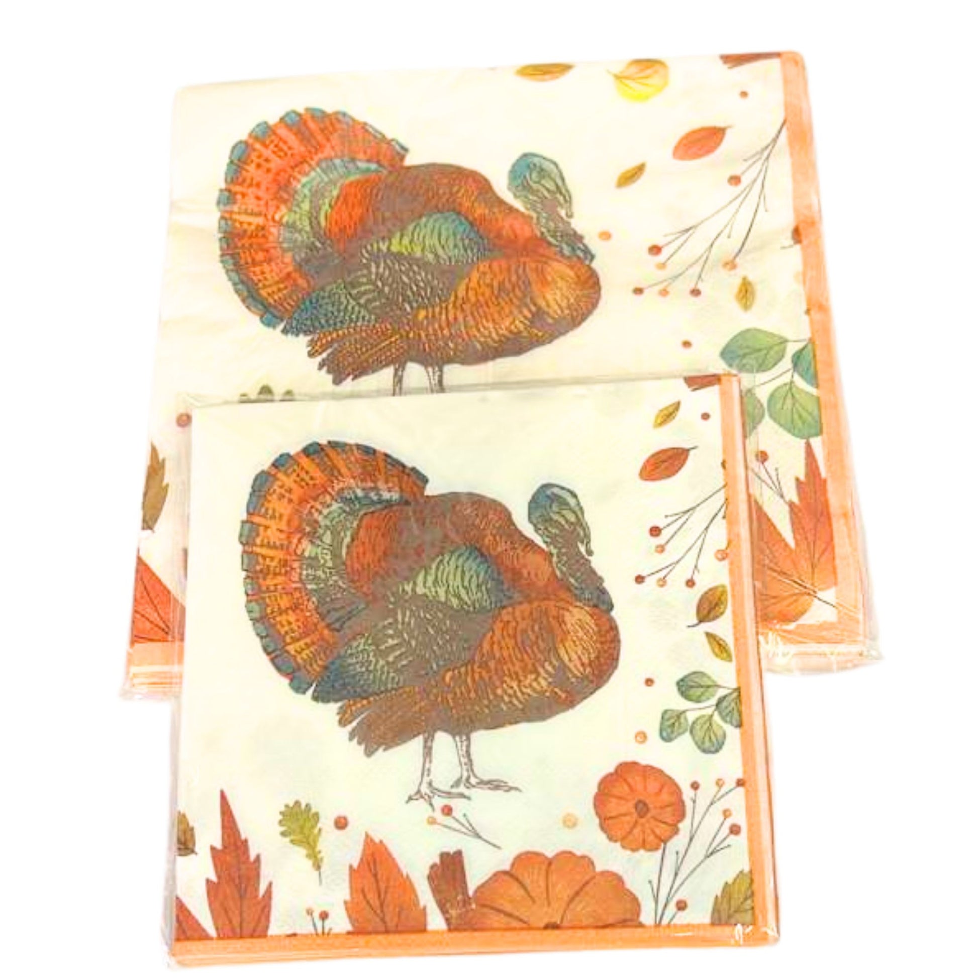 Thanksgiving with Turkey Image Themed 13" x 13" Paper Napkins: 16Ct Paper Napkins OnlyOneStopShop