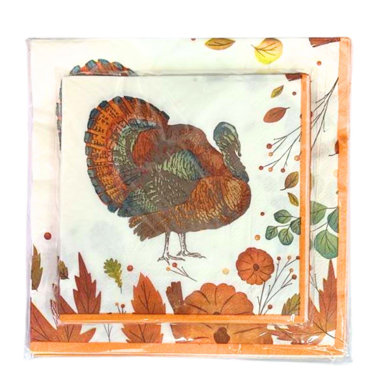 Thanksgiving with Turkey Image Themed 13" x 13" Paper Napkins: 16Ct Paper Napkins OnlyOneStopShop