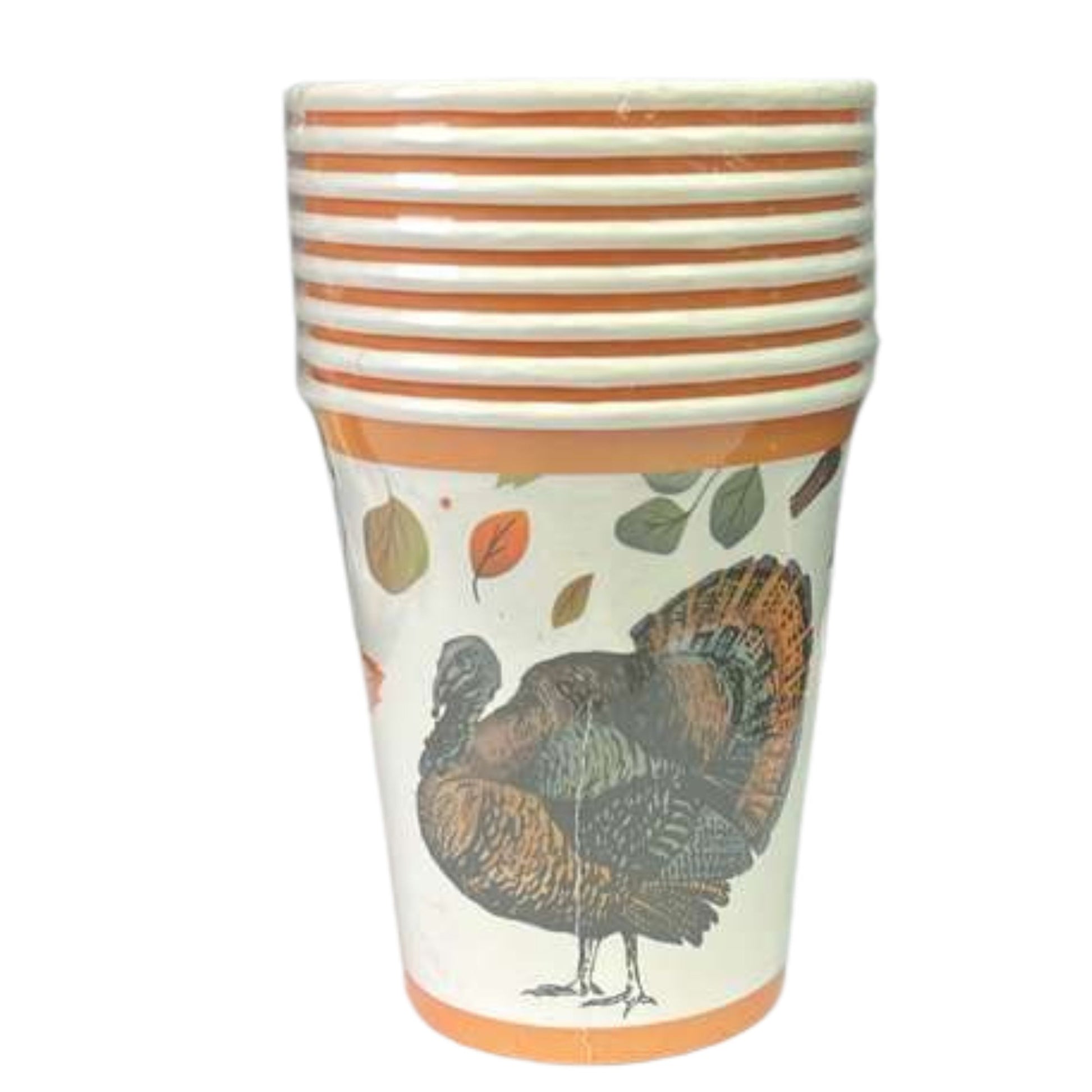 Thanksgiving with Turkey Image Themed 9oz Paper Cups: 8CT Disposable Cups OnlyOneStopShop