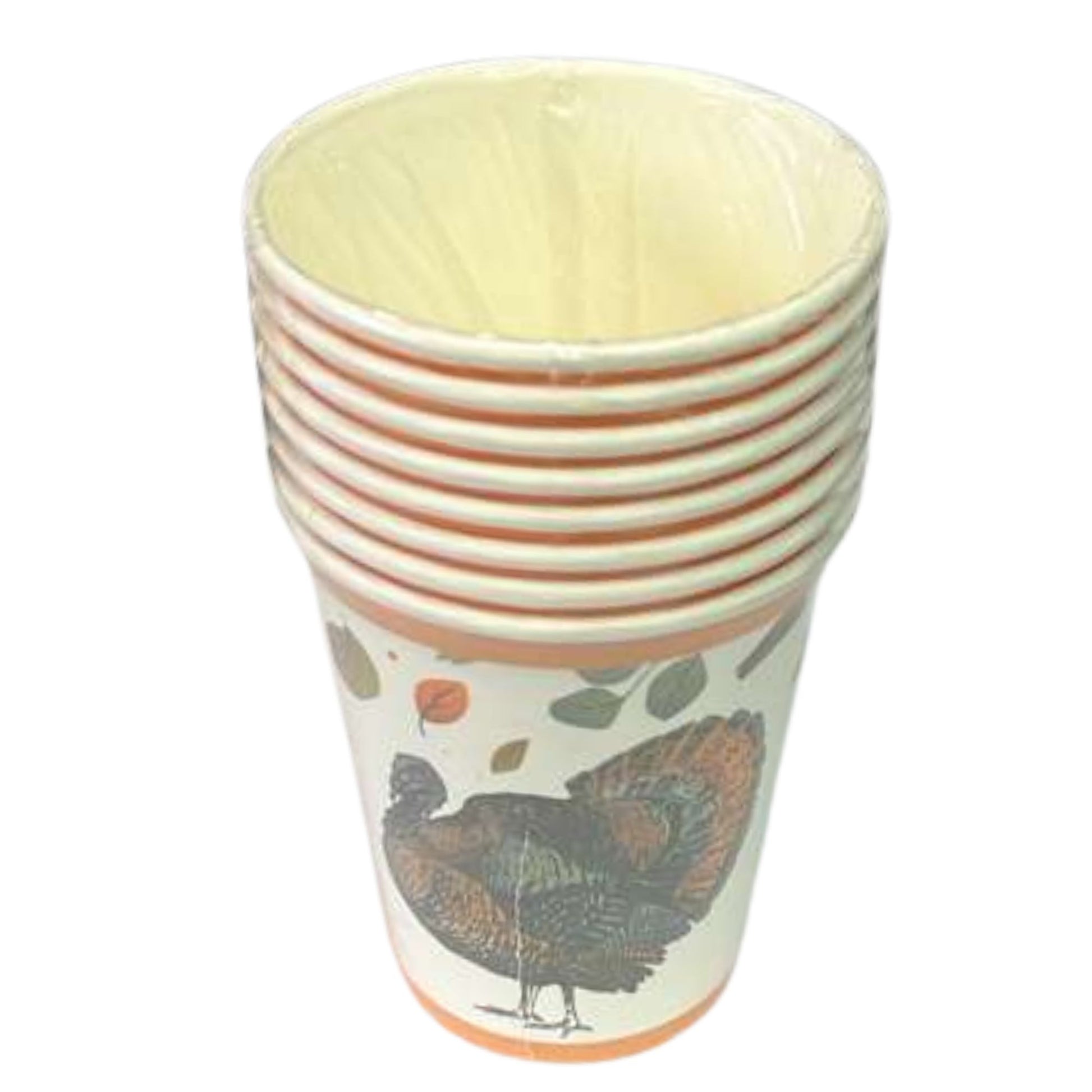 Thanksgiving with Turkey Image Themed 9oz Paper Cups: 8CT Disposable Cups OnlyOneStopShop