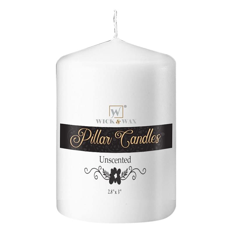 3"x3" Unscented White Pillar Candle  WICK & WAX   