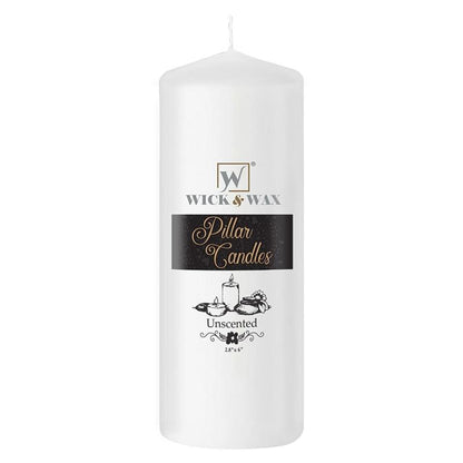 3"x6" Unscented White Pillar Candle  WICK & WAX   