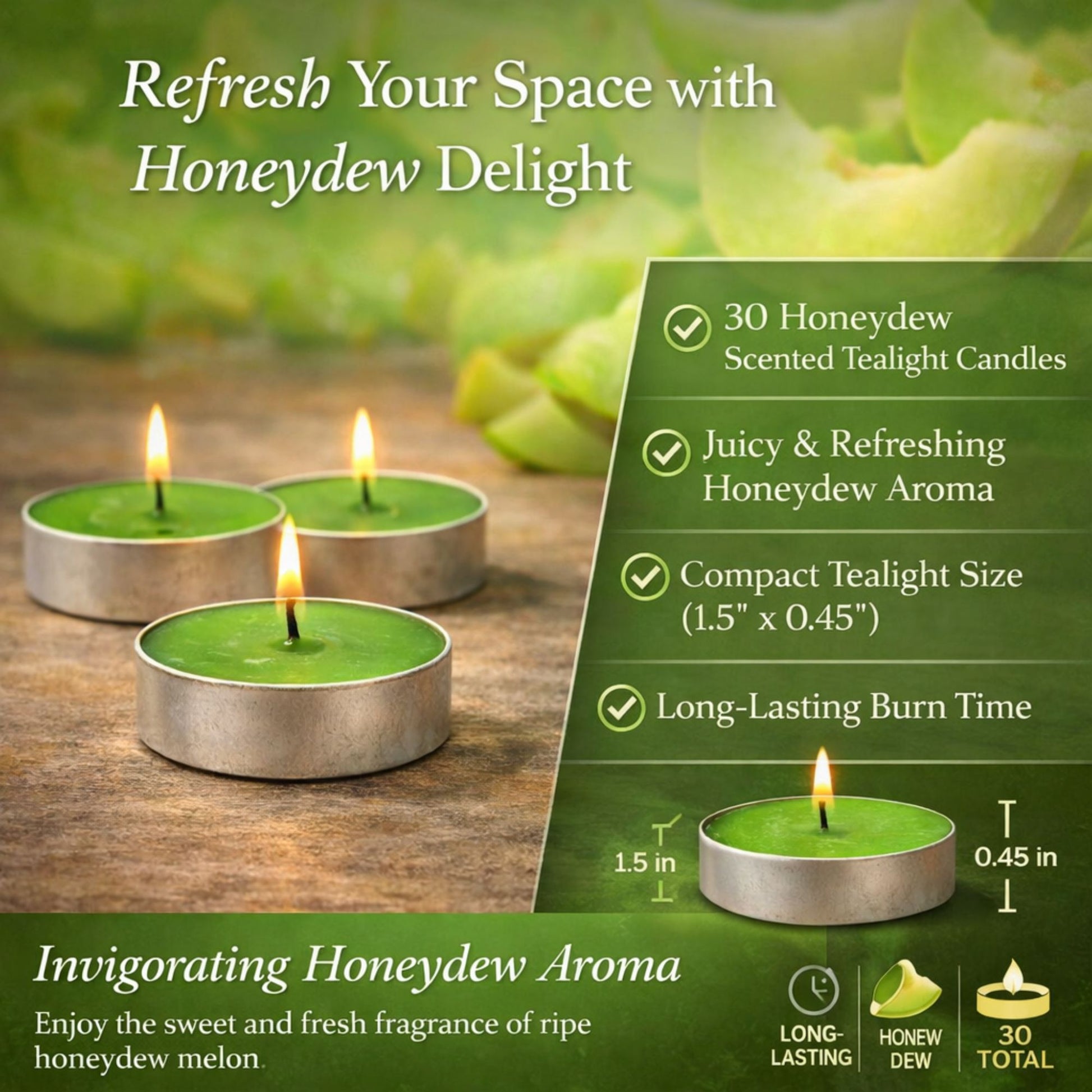 Tealight Honey Dew Scented Candles Candles WICK & WAX