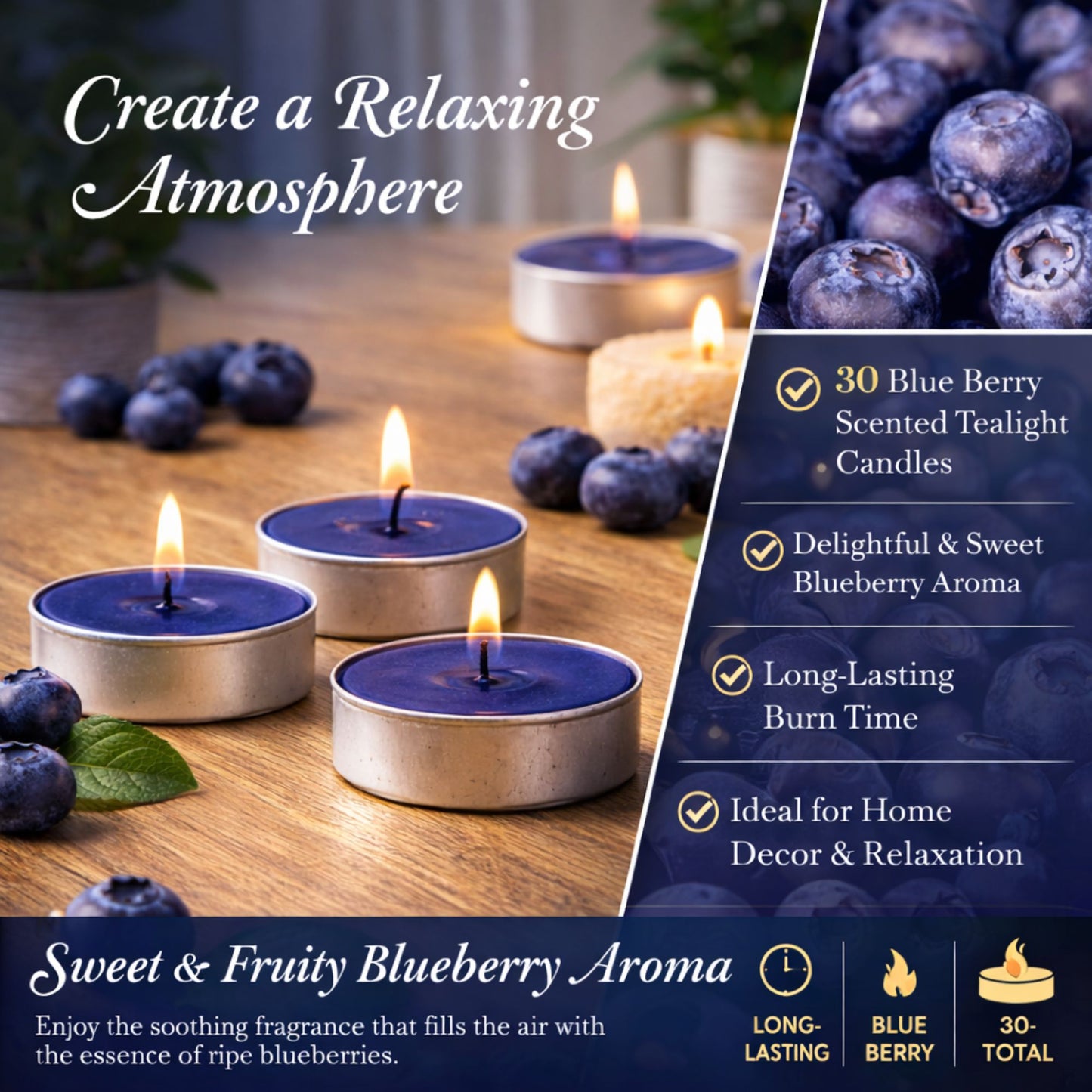 Tealight Bluberry Scented Candles Candles WICK & WAX