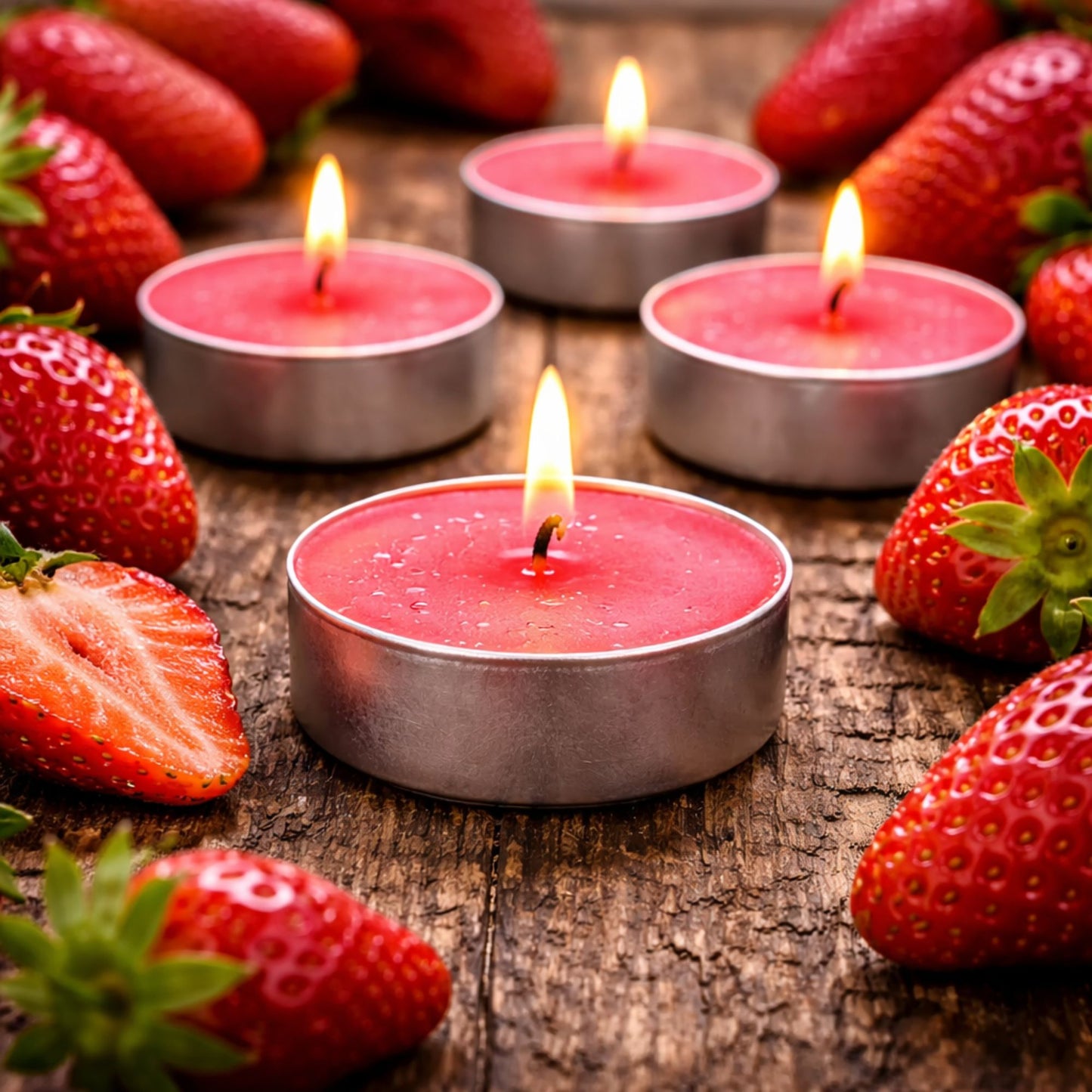 Tealight Strawberry Scented Candles Candles WICK & WAX