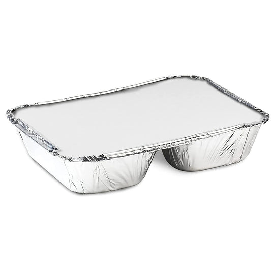 Disposable 3 Compartment Aluminum Dinner Foil Pan/Tray with Board Lids Disposable VeZee   