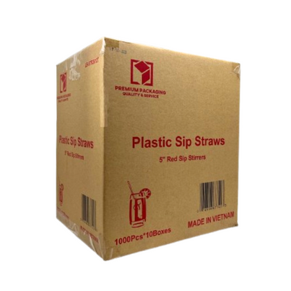 *WHOLESALE* 5" Disposable Red Plastic Heavy Duty Sip Stirrers - Coffee Stirrer Straws | 10,000 ct. Stirrers Nicole Collection   