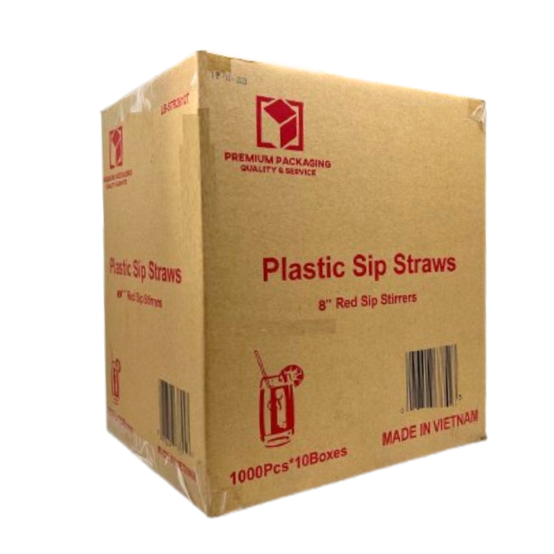 *WHOLESALE* 8" Disposable Red Plastic Heavy Duty Sip Stirrers - Coffee Stirrer Straws | 10,000 ct. Stirrers Nicole Collection   