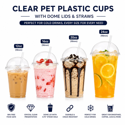 Dome Lid Clear 0.75" Hole Fits 12, 16, 20 & 24oz Disposable Lids VeZee
