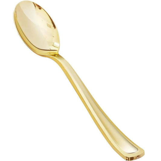 Cutlery Silverware Extra Heavyweight Disposable Flatware Spoons Gold Tablesettings Lillian