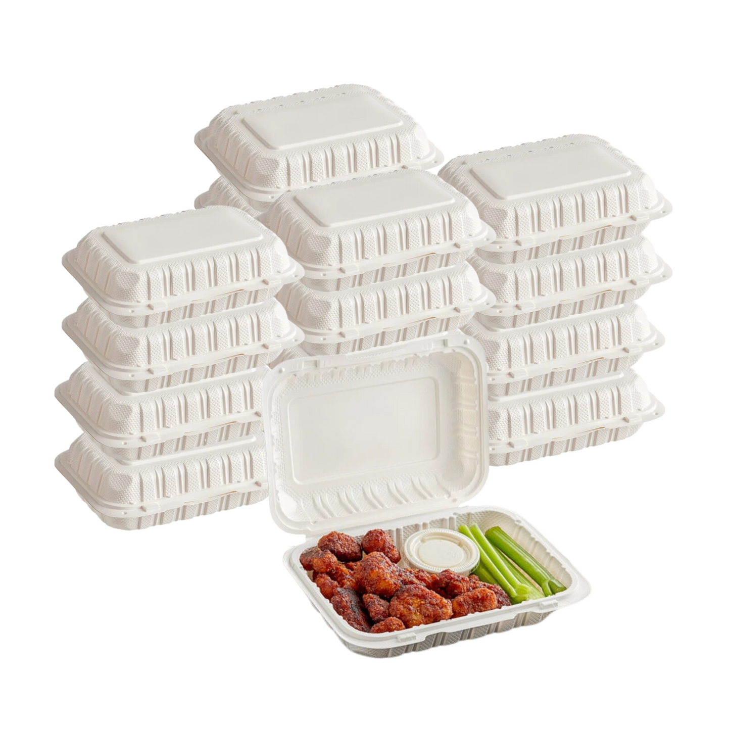 *BULK* 9"X6" Eco Friendly Microwavable , Food Containers with Clamshell Hinged Lid Food Storage & Serving VeZee   