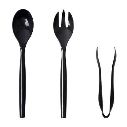 Plastic Serving Utensils,Heavy Duty Black Disposable, 9 Piece Set Disposable Cutlery Set Vezee 9 Piece