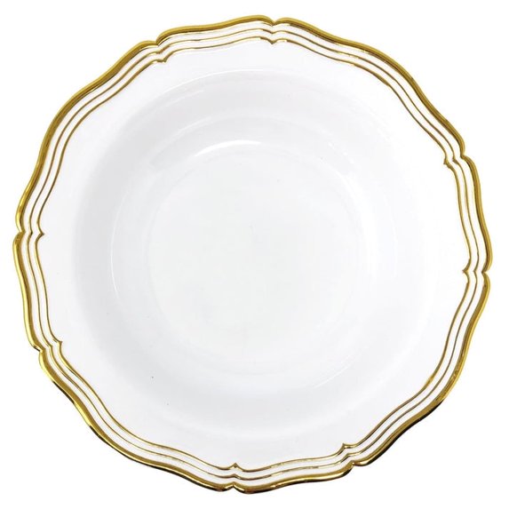 Aristocrat Collection 7.5" White & Gold Plastic Soup Bowls 10CT Tablesettings Decorline