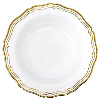 Aristocrat Collection 7.5" White & Gold Plastic Soup Bowls 10CT Tablesettings Decorline
