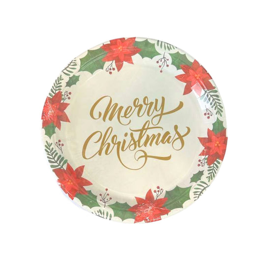 7" Merry Christmas Paper Dessert/Appetizer Plates – Festive Disposable Dinner Plate:8CT Disposable Plates Onlyonestopshop