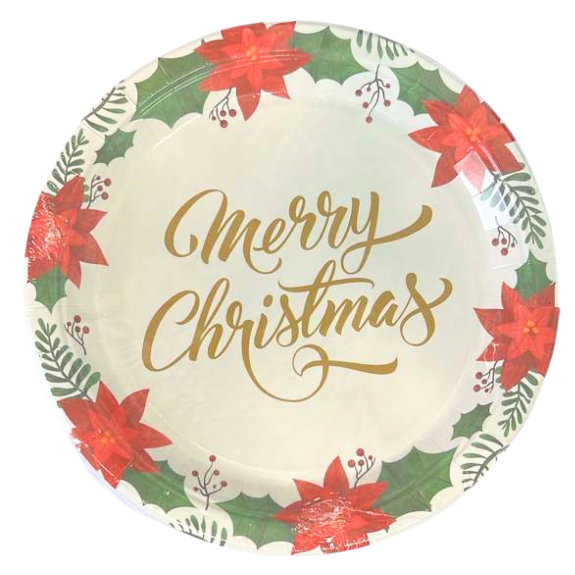 9" Merry Christmas Paper Plates – Festive Disposable Dinner Plate:8CT Disposable Plates Onlyonestopshop