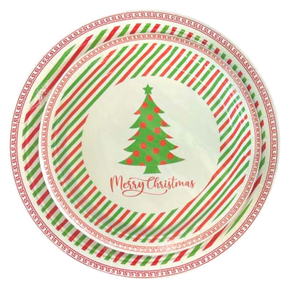 7" Merry Christmas Tree Paper Plates – Festive Disposable Dinner Plates: 8CT Disposable Plates Onlyonestopshop