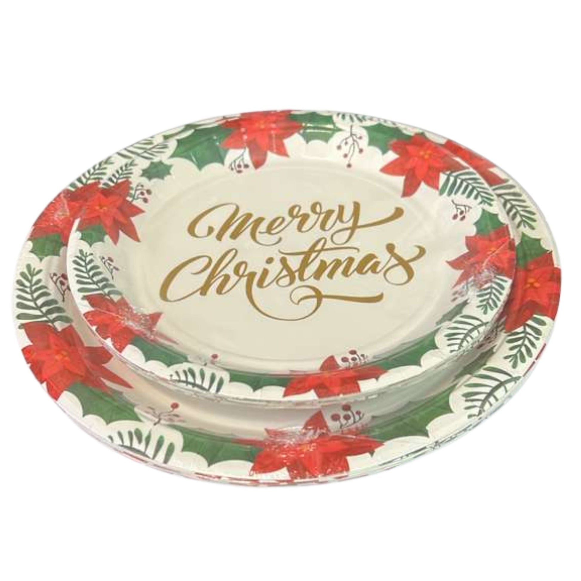 9" Merry Christmas Paper Plates – Festive Disposable Dinner Plate:8CT Disposable Plates Onlyonestopshop