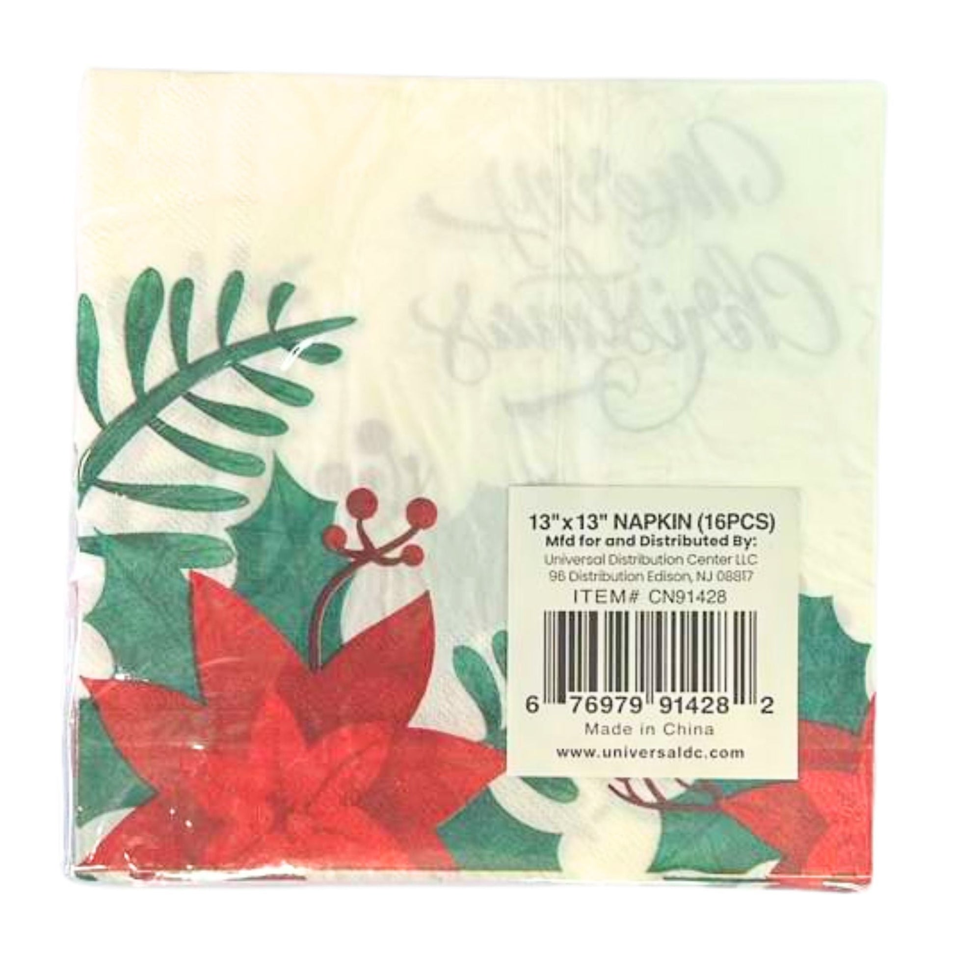 13" x 13" Merry Christmas Paper Napkins – Festive Disposable Holiday Napkins:16CT Paper Napkins OnlyOneStopShop