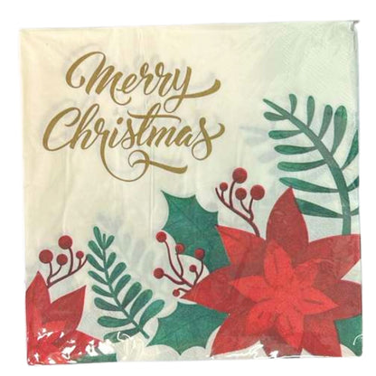 13" x 13" Merry Christmas Paper Napkins – Festive Disposable Holiday Napkins:16CT Paper Napkins OnlyOneStopShop