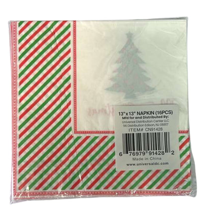 13" x 13" Merry Christmas Tree Paper Napkins – Festive Disposable Holiday Napkins:16CT Paper Napkins OnlyOneStopShop