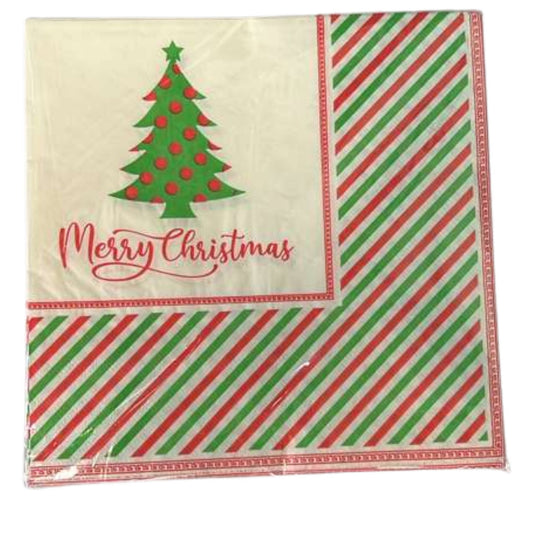 13" x 13" Merry Christmas Tree Paper Napkins – Festive Disposable Holiday Napkins:16CT Paper Napkins OnlyOneStopShop