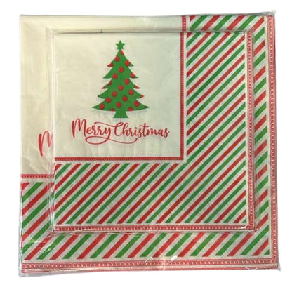 9.8" x 9.8" Merry Christmas Tree Paper Napkins – Festive Disposable Holiday Napkins:16CT Paper Napkins OnlyOneStopShop