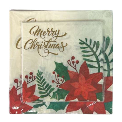 13" x 13" Merry Christmas Paper Napkins – Festive Disposable Holiday Napkins:16CT Paper Napkins OnlyOneStopShop