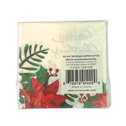 9.8" X 9.8" Merry Christmas Paper Napkins – Festive Disposable Holiday Napkins:16CT Paper Napkins OnlyOneStopShop