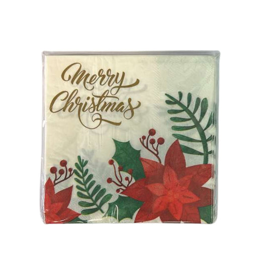 9.8" X 9.8" Merry Christmas Paper Napkins – Festive Disposable Holiday Napkins:16CT Paper Napkins OnlyOneStopShop