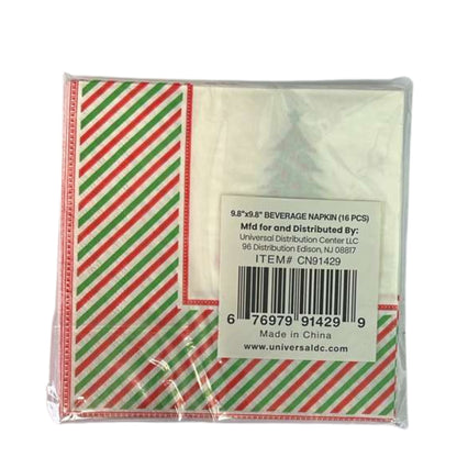 9.8" x 9.8" Merry Christmas Tree Paper Napkins – Festive Disposable Holiday Napkins:16CT Paper Napkins OnlyOneStopShop