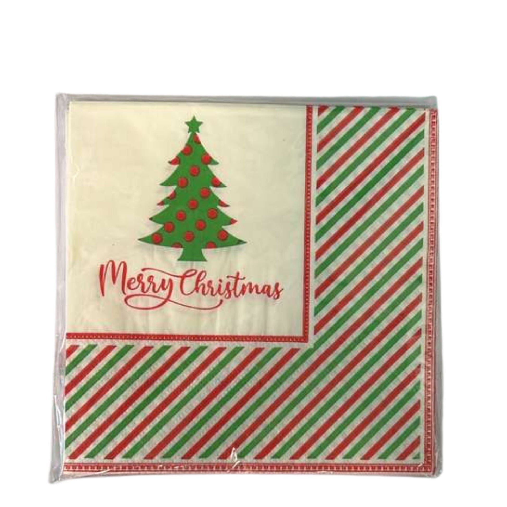 9.8" x 9.8" Merry Christmas Tree Paper Napkins – Festive Disposable Holiday Napkins:16CT Paper Napkins OnlyOneStopShop