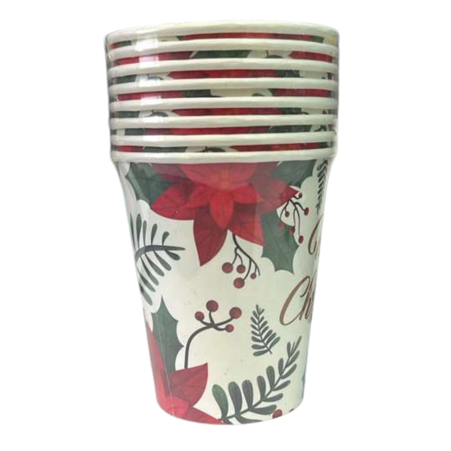 9 oz Merry Christmas Paper Cups – Festive Disposable Party Cups:8CT Disposable Cups OnlyOneStopShop