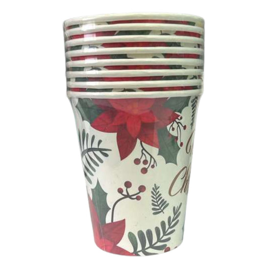 9 oz Merry Christmas Paper Cups – Festive Disposable Party Cups:8CT Disposable Cups OnlyOneStopShop
