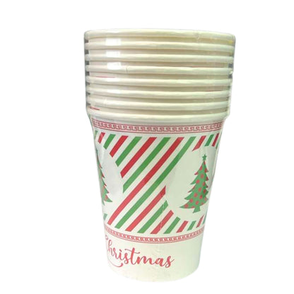 oz Merry Christmas Tree Paper Cups – Festive Disposable Party Cups: 8CT Disposable Cups OnlyOneStopShop