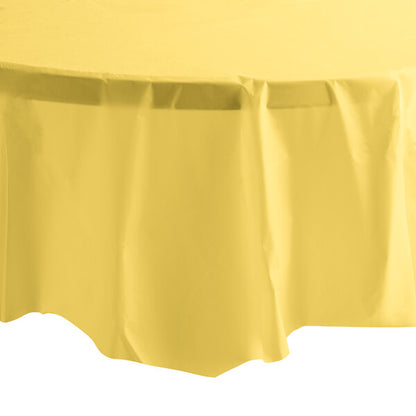TableCloth Plastic Disposable Round Yellow 84'' Tablesettings Party Dimensions   