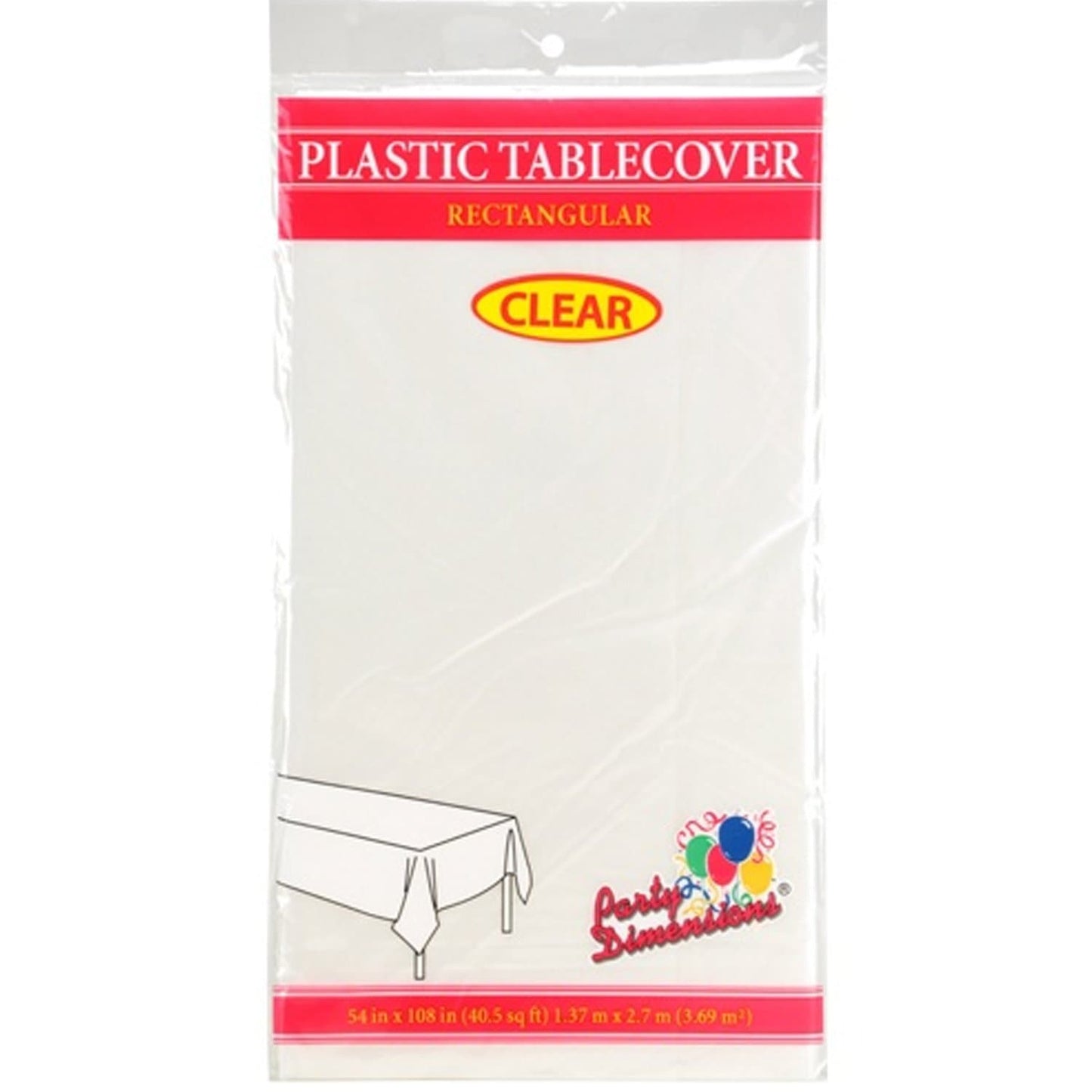 *WHOLESALE* Tablecover Plastic Clear Rectangular 54'' X 18'': 48CT Table Cover Party Dimensions