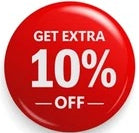 Red button with 'Get Extra 10% Off' text on a white background