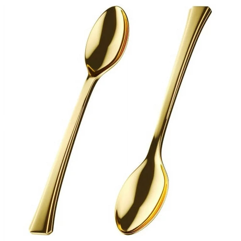 Gold Mini Plastic Spoons 4.5" Serverware Decorline   