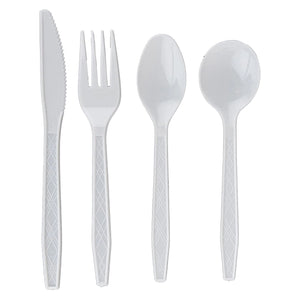 Argyle Premium Flatware White Disposable Fancy High quality 360 Pcs Utensils Set Cutlery Simcha Collection   