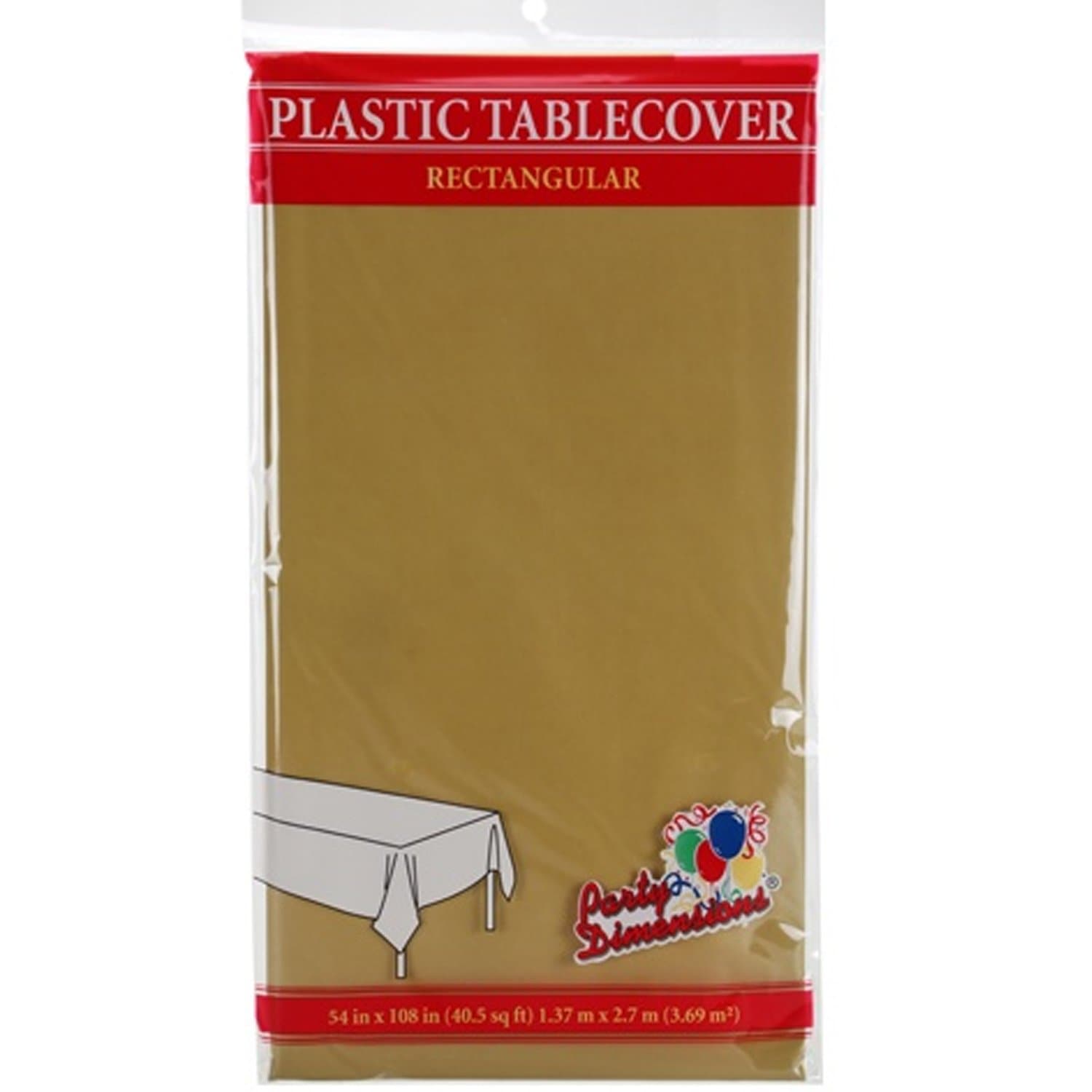 *WHOLESALE* Tablecover Plastic Gold Rectangular 54'' X 18'': 48CT Table Cover Party Dimensions