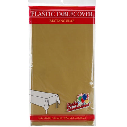 *WHOLESALE* Tablecover Plastic Gold Rectangular 54'' X 18'': 48CT Table Cover Party Dimensions