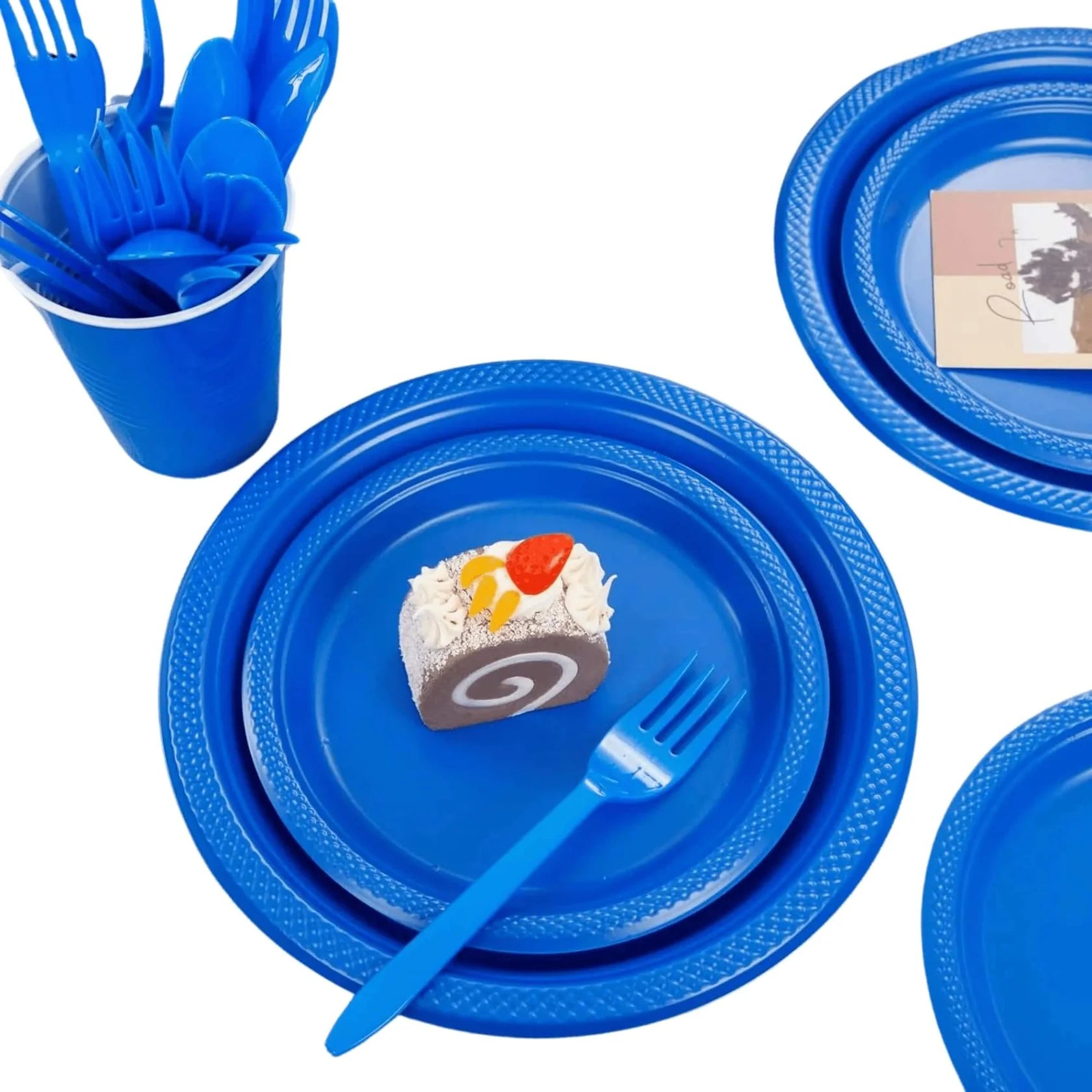 10" & 7" Blue Disposable Plastic Plates Combo Set Disposable Plates Hanna K Signature